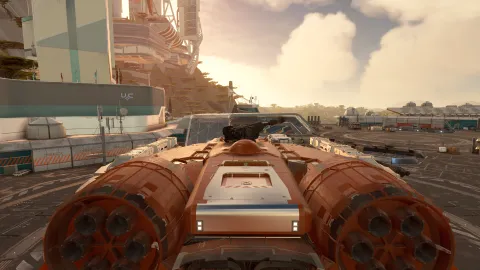 Falkland Swift III sitting in the space port at New Atlantis.