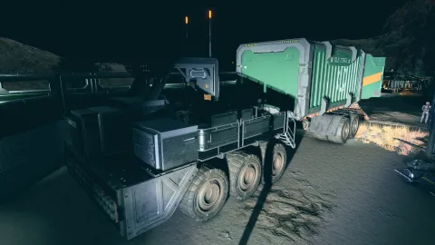 Noticed this cargo-hauler truck at a Project Viper POI and tried taking a shot of it. I like how that they imagined how a heavily armed militia on distant worlds would have transported everything there.