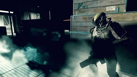 Another marine helping me take on nearly indestructible robots at the logistic center in Project Viper mod. Loved the way the steam was rising through the grates at night to enhance the creepiness.