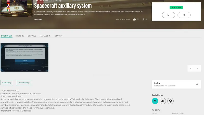Spacecraft auxiliary system - Shattered Space Patch