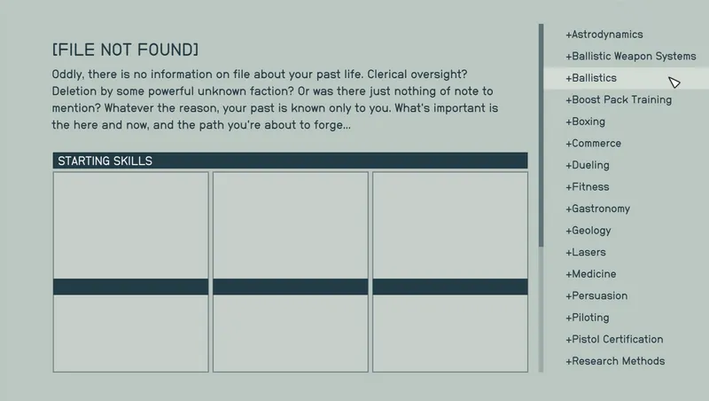 Persona Ignota - Choose Starting Skills